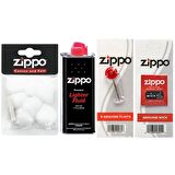 Zippo Çakmak Benzin+Taş+Fitil+Pamuk Keçe Seti