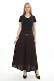 SORALLİNE KADIN ETEK 755 ETAMİN DESEN KAHVE BAHARLIK