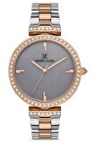 Daniel Klein Rose Gold/Metalik Gri Kadranlı Taşlı Kadın Kol Saati + Zirkon Taşlı Bileklik