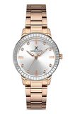 Taşlı Çelik Bilezik Rose Gold Kadın Kol Saati + Kar Tanesi Bileklik