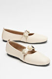 Kadın  Aksesuarlı Bantlı Babet Ayakkabı  KREM
