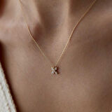 Taşlı Mini Çiçek Kolye