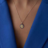 Mineli Lacivert Oval  Dua Kolye