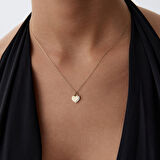 Gri Kenar Detaylı Kalp Kolye