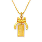 Altın Kaplama Kurdeleli Külçe Altın Kolye Ucu TGR-726