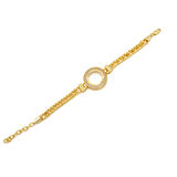 Altın Kaplama İmitasyon 2 Sıra Zirkon Taşlı Zincirli Çeyrek Çerçeve Bileklik BLK-1163