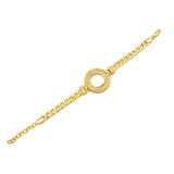 Altın Kaplama İmitasyon Zirkon Taşlı Desenli Figaro Burma Model Çeyrek Çerçeve Bileklik BLK-1164