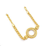 Altın Kaplama İmitasyon Zirkon Taşlı Desenli Figaro Burma Model Çeyrek Çerçeve Bileklik BLK-1164