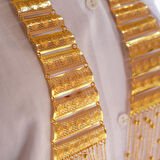 Altın Kaplama Sıralı Çiçek Desenli Akıtma Gerdanlık Kolye KLY-658