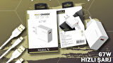 MobilX 67 Watt Turbo Max Hızlı Şarj Aleti + Type C Usb kablo 