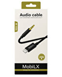 MobiLX M-X02 Lightning to 3.5mm AUX Ses Kablosu – iPhone Uyumlu, Stereo Ses Destekli, Altın Uçlu
