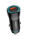 MobiLX MC-03 38W PD + QC3.0 Metal Araç Şarj Cihazı – USB & Type-C Hızlı Çakmaklık Adaptörü