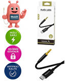 MobiLX Type-C to 3.5mm AUX Ses Kablosu – 1m, Stereo Destekli, Dayanıklı Örgülü Kablo