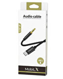 MobiLX Type-C to 3.5mm AUX Ses Kablosu – 1m, Stereo Destekli, Dayanıklı Örgülü Kablo