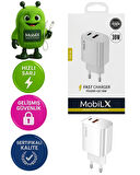 MobiLX 38W Hızlı Şarj Başlığı – PD20W + QC18W Çift Çıkışlı