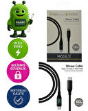 MobiLX 100W Type-C to Type-C Örgülü Şarj ve Data Kablosu – Model: MU-07 | Dijital Ekranlı