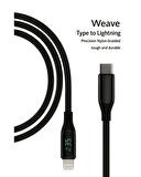 MobiLX 30W Type-C to Lightning Örgülü Şarj Kablosu – Dijital Ekranlı | Model: MU-07