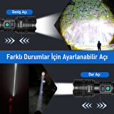 Valkyrie Profesyonel Şarjlı LED El Feneri – Güçlü Avcı Feneri, Uzun Pil Ömrü, Dayanıklı TasarımAvcı Feneri