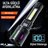 Valkyrie Şarjlı 15W Led 7 Işık Modu Çakarlı Zoom Özellikli Dijital Güç Göstergeli Uzun Pil Ömrü
