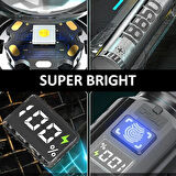 Valkyrie Şarjlı LED El Feneri 3 Mod Zoom Dijital Göstergeli Type-C Hızlı Şarj 