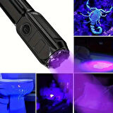 Valkyrie 365nm UV Mor Işık Şarjlı El Feneri – 1200mAh Batarya, Type-C Şarj, Hafif ve Güçlü Tasarım