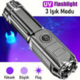 Valkyrie 365nm UV Mor Işık Şarjlı El Feneri – 1200mAh Batarya, Type-C Şarj, Hafif ve Güçlü Tasarım