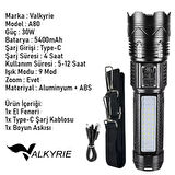 Valkyrie Şarjlı El Feneri 5400mAh 30W 9 Mod Powerbank Özellikli 6KM Aydınlatma
