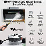 Valkyrie 2500W Yüksek Basınçlı Buharlı Temizleyici 115°C 3 Başlık Ayarlanabilir Güç Derin Temizlik Makinesi