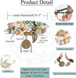 Valkyrie Doğal Amazonit Taşı Bileklik Seti Hayat Ağacı & Yaprak Charm El Yapımı Enerji Dengeleyici