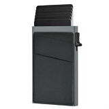 Valkyrie Premium Slim Metal Otomatik Kartlık – RFID Korumalı, Mekanizmalı, 10+ Kart Kapasiteli Gri