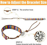 Valkyrie El Yapımı Renkli Doğal Taş Bileklik – Çiçek Motifli Düğme, Ayarlanabilir Deri Örgü Tasarım