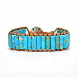 Valkyrie Doğal Turkuaz Taşı Bileklik – El Yapımı Ayarlanabilir Örgü Deri Tasarım