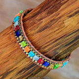 Valkyrie Doğal Taş Renkli Mozaik Bileklik – El Yapımı Ayarlanabilir Vintage Kadın Bileklik
