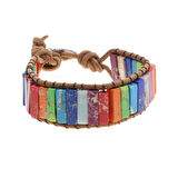 VALKYRIE Renkli Doğal Taş Mozaik Bileklik – El Yapımı Ayarlanabilir Düğmeli Bohem Tasarım