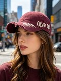 Valkyrie Unisex Bordo Never Give Up Nakışlı Baseball Şapka Ayarlanabilir Vintage Streetwear Spor Kep