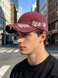 Valkyrie Unisex Bordo Never Give Up Nakışlı Baseball Şapka Ayarlanabilir Vintage Streetwear Spor Kep