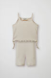 Ekru Fitilli Askılı Bluz - Mini Şort