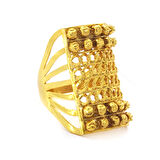 Çelik Yüzük Kadın Altın Kaplama Desenli Kaburga Model YZK-493