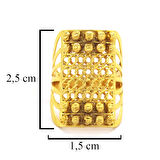 Çelik Yüzük Kadın Altın Kaplama Desenli Kaburga Model YZK-493