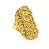 Çelik Yüzük Kadın Altın Kaplama Çiçek Desenli Kaburga YZK-492