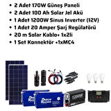 Mini Bağ Evi Solar Paketi 1200w Inverter 170w Güneş Paneli Paket 2