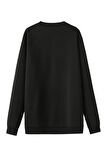 Erkek Geyik Baskılı Bisiklet Yaka Oversize Sweatshirt