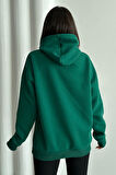 Kadın The Patience Baskılı Oversize Kapüşonlu Sweatshirt