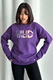 Kadın Valid Baskılı Oversize Sweatshirt