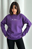 Kadın The Patience Baskılı Oversize Bisiklet Yaka Sweatshirt