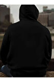 Erkek Bones Baskılı Kapüşonlu Oversize Sweatshirt