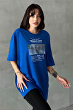 Kadın Eternal Love Baskılı Bisiklet Yaka Oversize T-Shirt