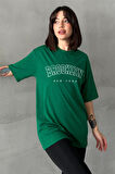 Kadın Brooklyn New York Baskılı Bisiklet Yaka Oversize T-Shirt