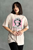 Kadın Intense Feelings Baskılı Bisiklet Yaka Oversize T-Shirt