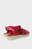 Kadın Cırtlı Önü ve Arkası Açık Yazlık Sandalet KIRMIZI